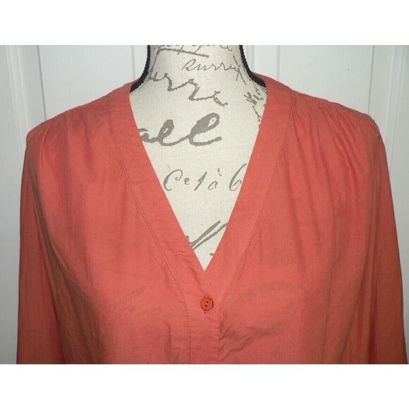 Wishlist Apparel Womens V-Neck Button Front Cotton Eyelet Top Burnt Orange Small - Picture 2 of 7